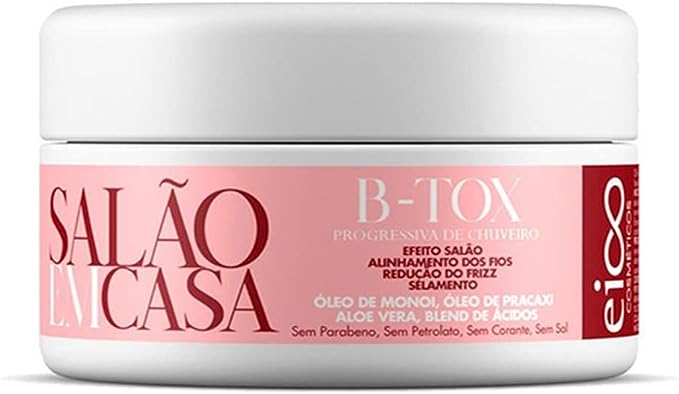 Eico Creme Alisante e Reconstrutor Capilar Salão Em Casa B-tox Progressiva De Chuveiro 100g Sem Formol