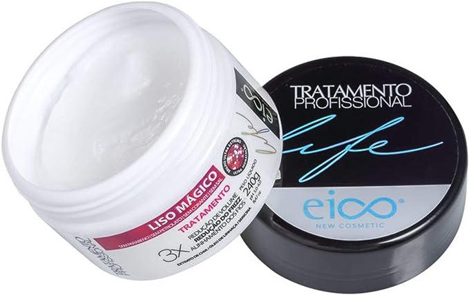 Eico Máscara Tratamento Creme de Hidratação Liso Mágico 240g Redução Volume e Frizz